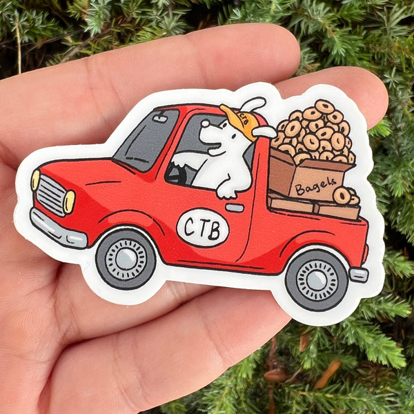 Bagel Dog in Truck Sticker (Collegetown Bagels)